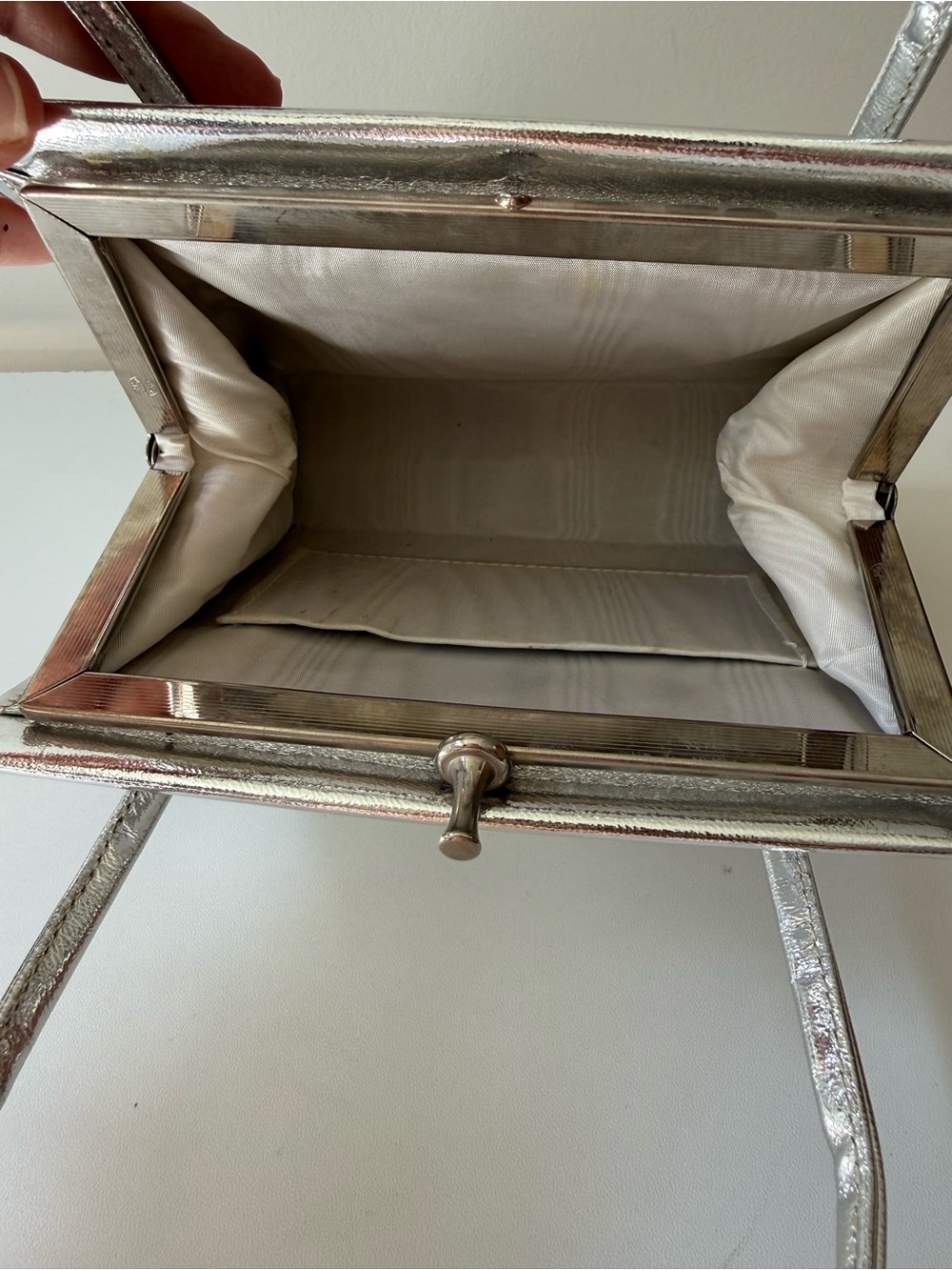 Metallic Silver Structured mini Tote - Picture 4 of 5
